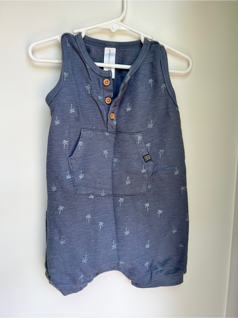 Modern Moments Palm Tree Romper 18 Months | Blue Sleeveless Baby Outfit